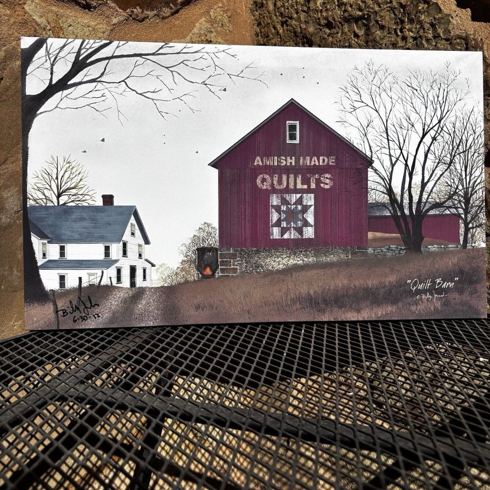 Hand Signed (2 Signatures) Billy Jacobs framed "The Quilt Barn"